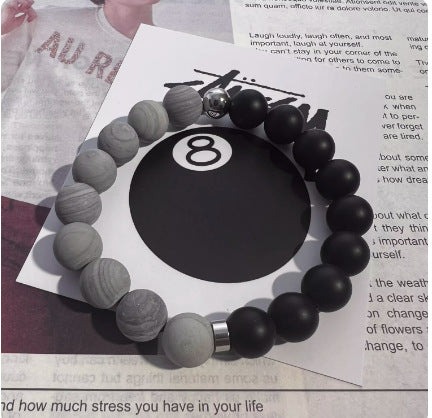 Geometric Dice Black 8 Acrylic Faux Pearl Stretch Bracelet for Women Fashion Casual Jewelry