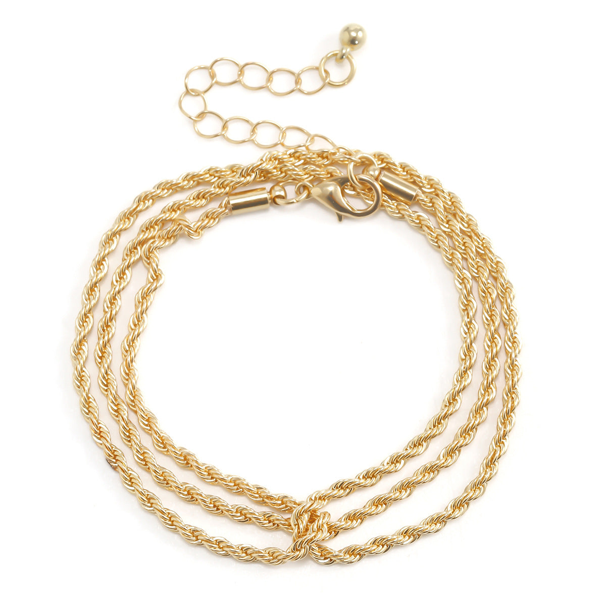 Minimalist French-Style Punk Metal Bracelet with Interwoven Chain Design and Geometric Shape Electroplated Finish
