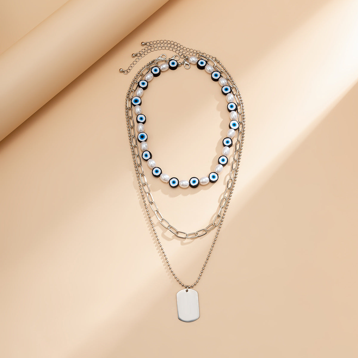 Punk Hip-hop Ethnic Geometric Titanium Steel Ball Chain Necklace for Women
