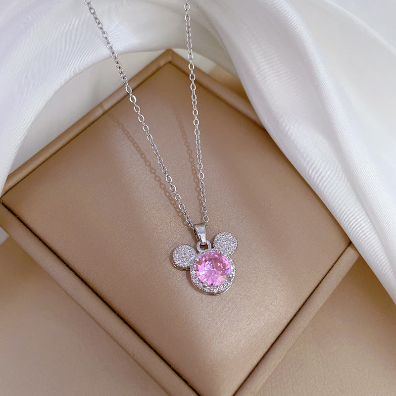 Collana Geometrica con Strass in Acciaio al Titanio di Lusso Cartone Animato