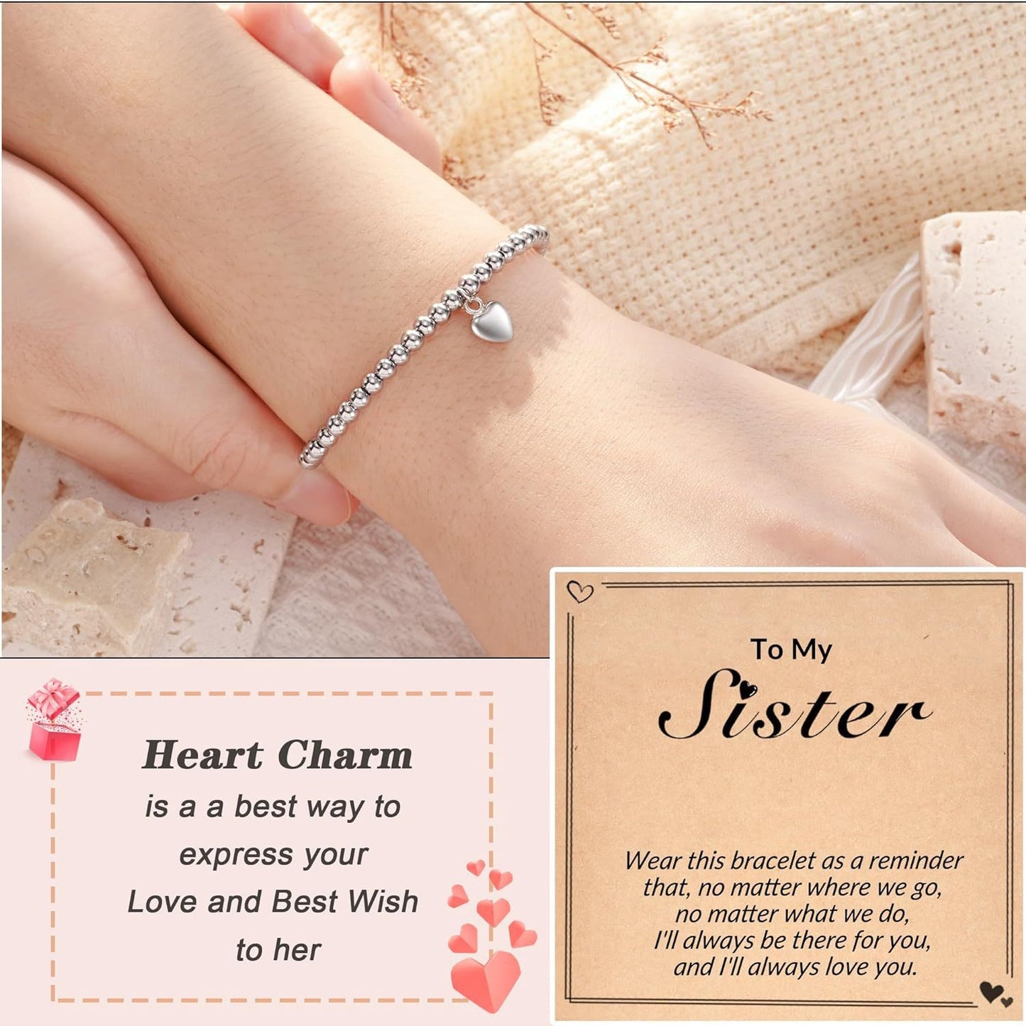 Minimalist Geometric Round Bead Bracelet Silver Plated Ball Chain Unisex Elastic Bangle
