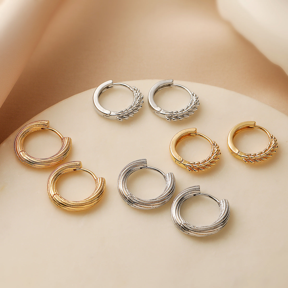 Minimalist Geometric Copper Gold-Plated Irregular Hoop Earrings for Women