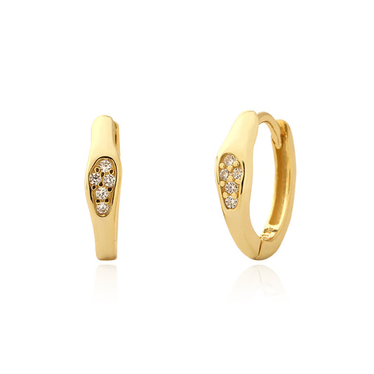 Orecchini a polsino geometrici minimalistici in argento sterling S925 con intarsio di strass per donna