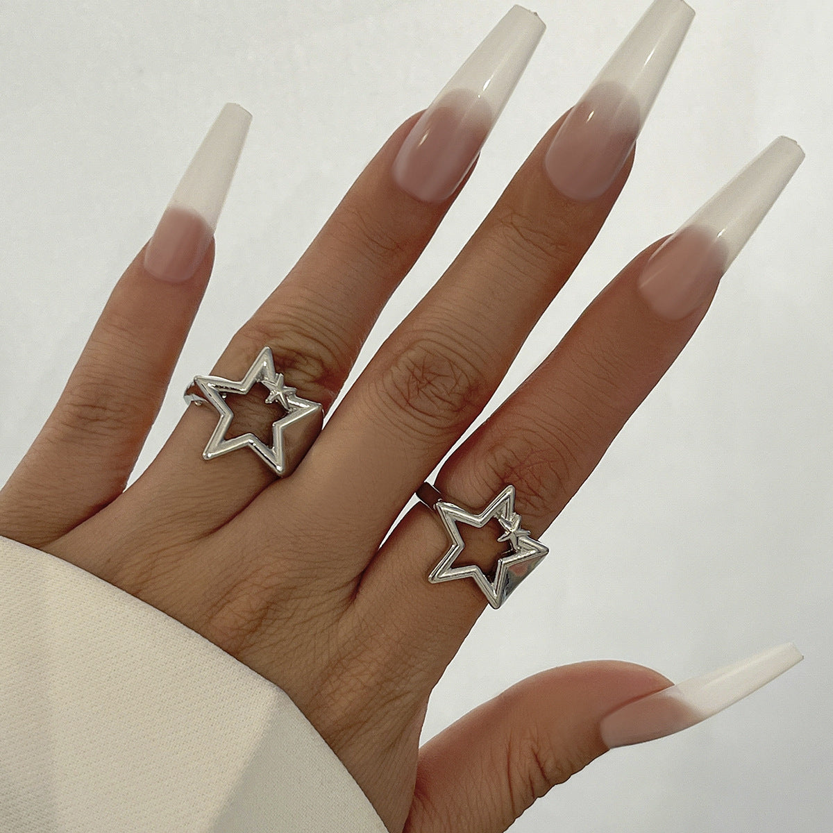 Elegant Star Heart Shaped Alloy Plated Ring Set for Women
