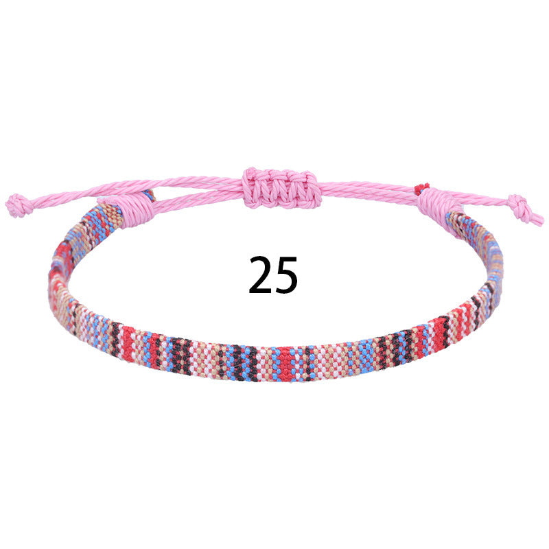 Bohemian Rainbow Braided Cotton Linen Anklet Unisex Adjustable Foot Jewelry