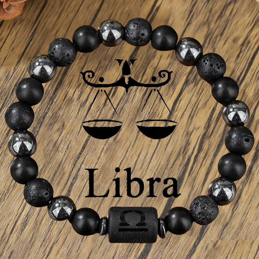 Vintage Handmade Round Volcanic Stone Beaded Bracelet Unisex