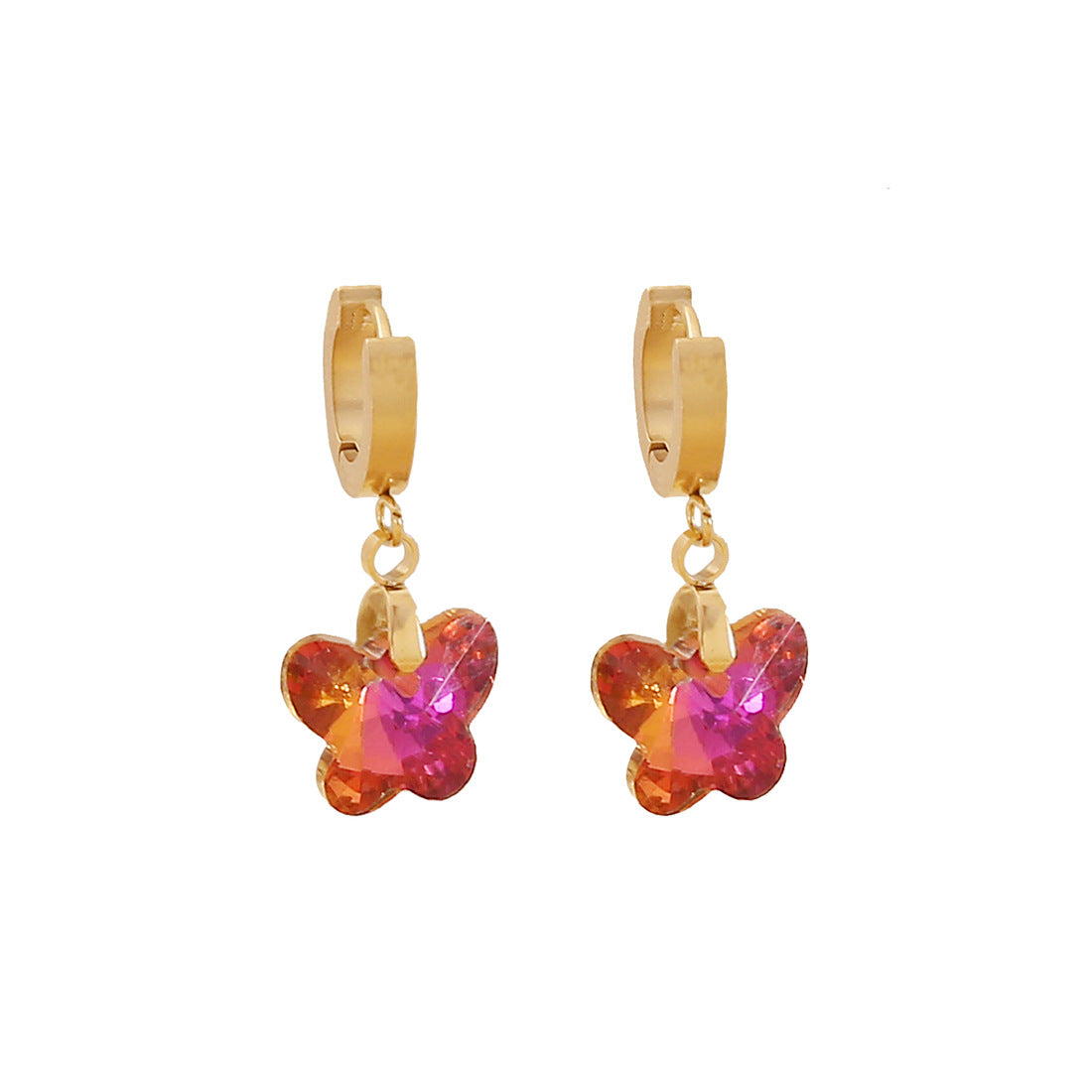 Collana Pendente a Forma di Farfalla Cuore Stella in Acciaio Inossidabile con Strass Intarsiati per Donna