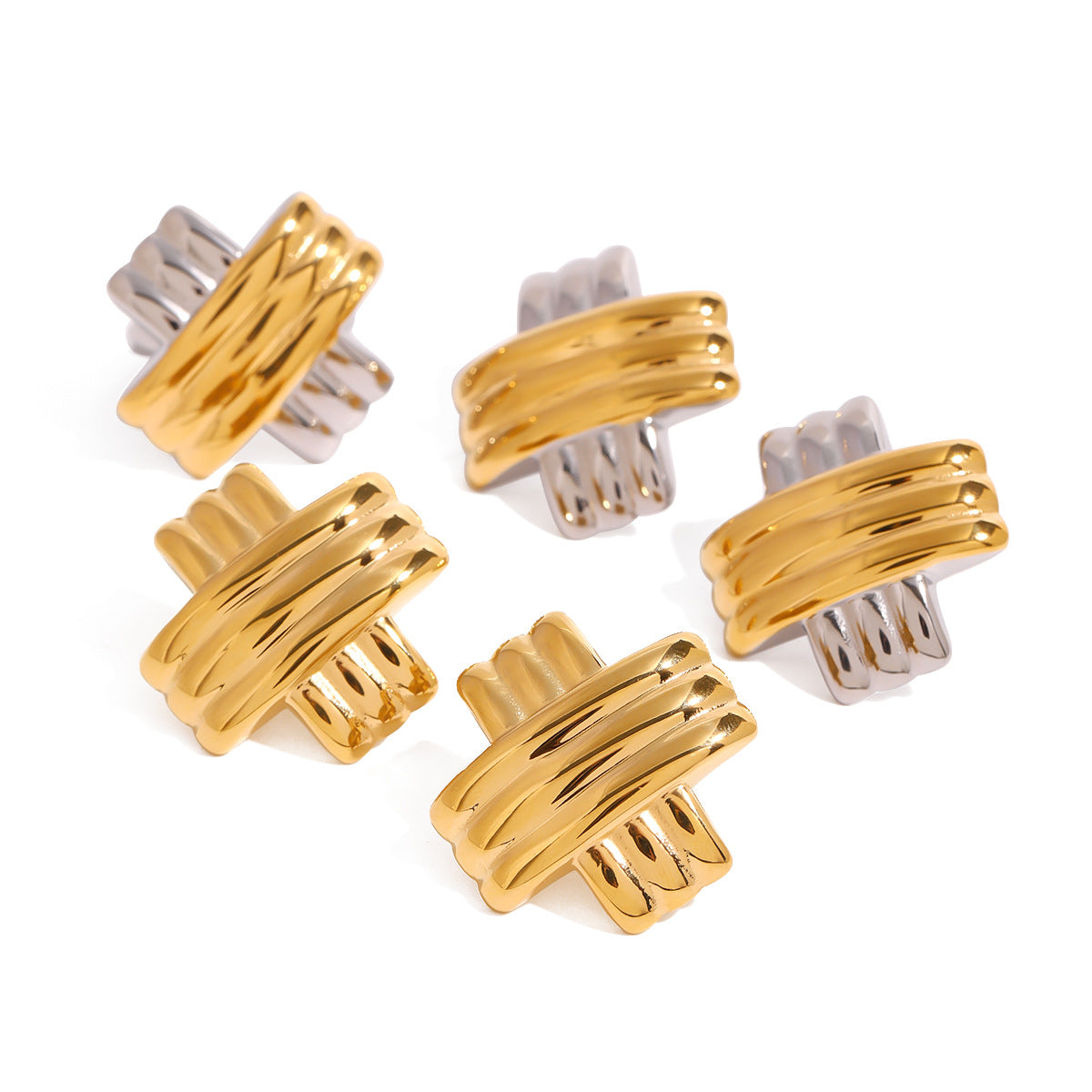 Pendientes minimalistas de acero inoxidable con forma de cuadrado geométrico y acabado chapado para mujer