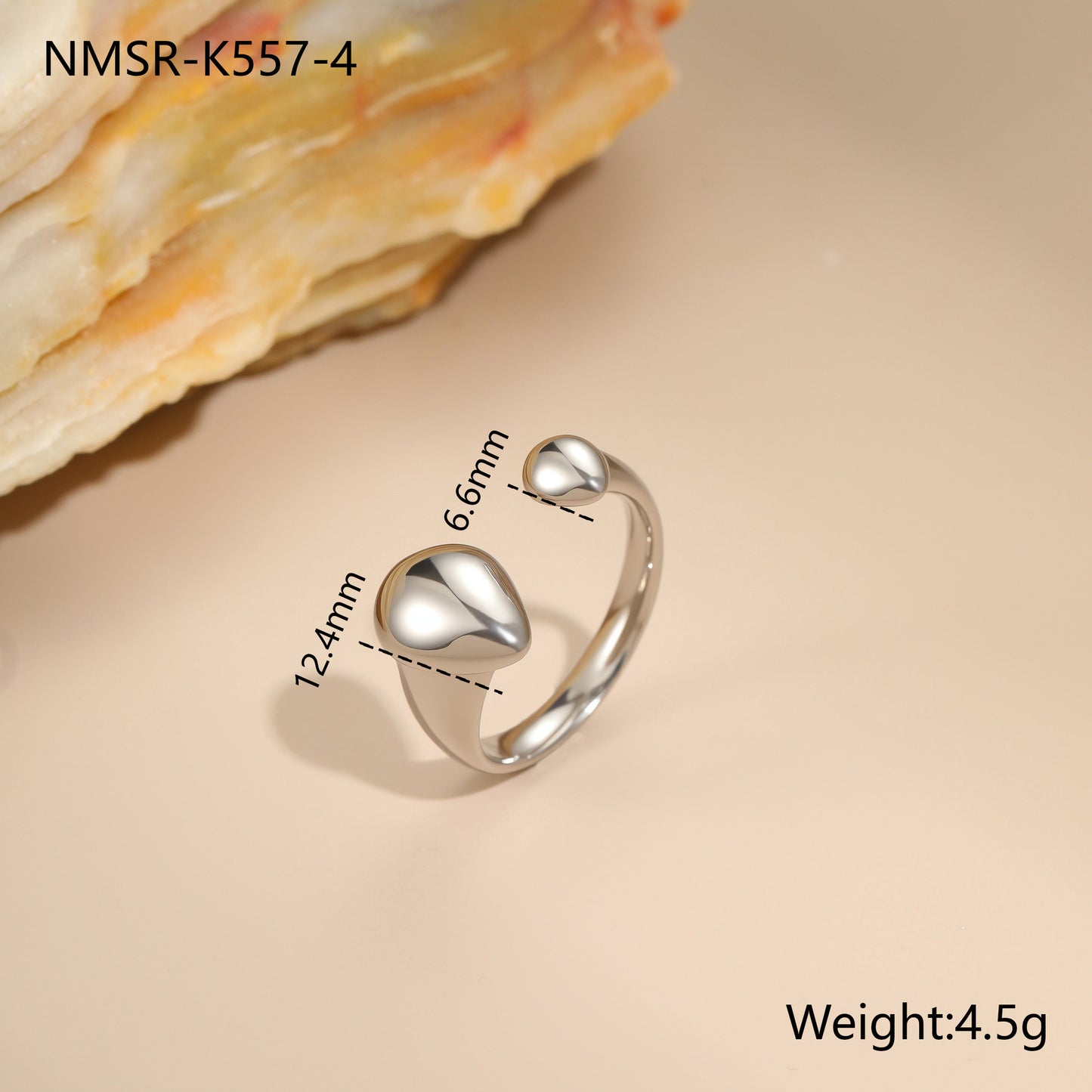 Minimalist Stainless Steel Star-Shaped Geometric Open Ring with 18K Gold Plating for Women