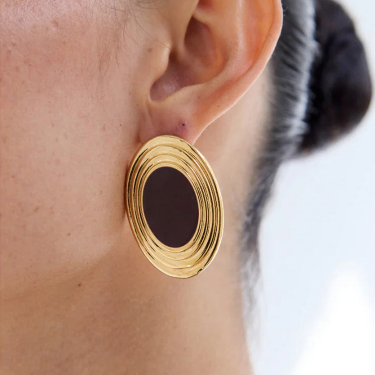 Orecchini a perno geometrici minimalisti in madreperla in acciaio inossidabile con finitura placcata da donna