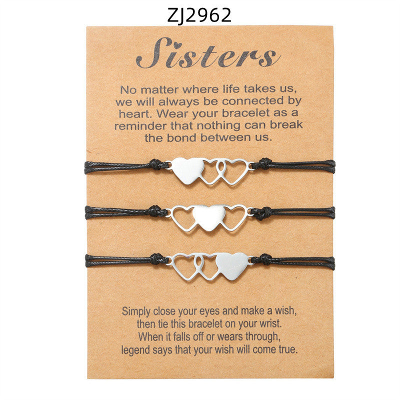 Handmade Titanium Steel Heart Eye Geometric Bracelet for Unisex