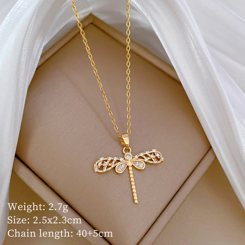 Collana Unisex in Acciaio al Titanio Geometrico a Farfalla con Ciondolo Placcato in Rame