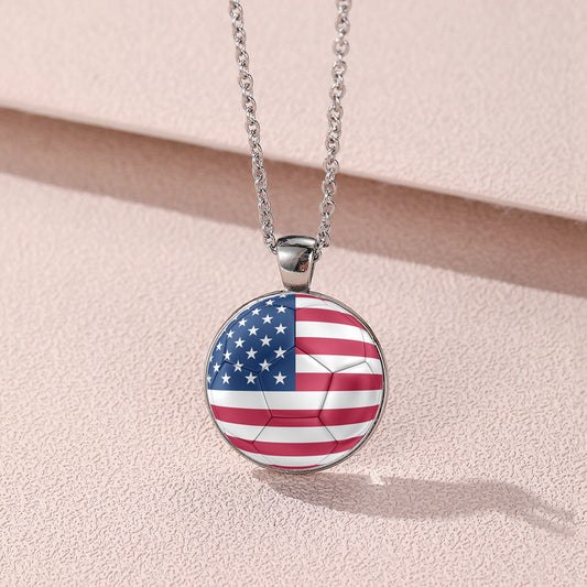 Collana con ciondolo in lega a forma geometrica, stile cartoon, unisex, gioielli commemorativi Coppa del Mondo