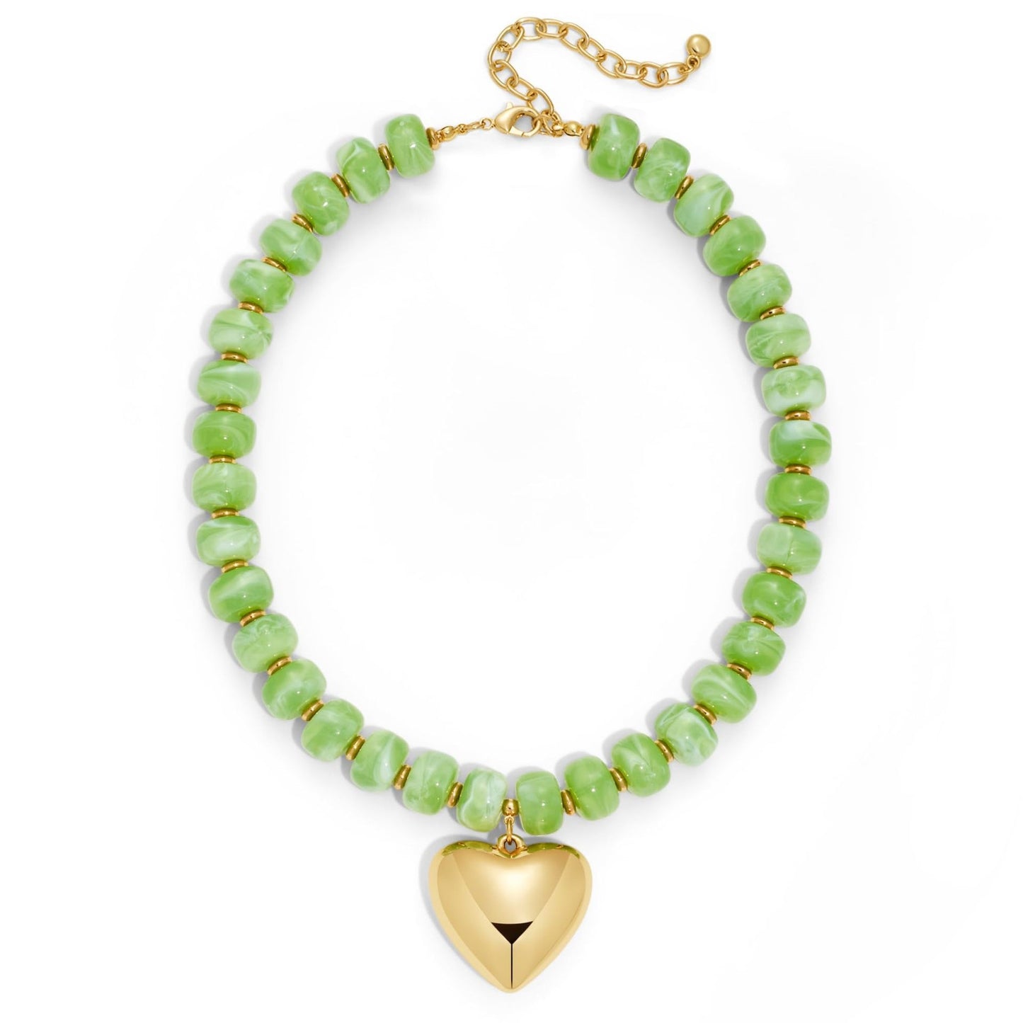 Luxury Geometric Heart Acrylic Pendant Necklace Colorful Beads Chain for Women