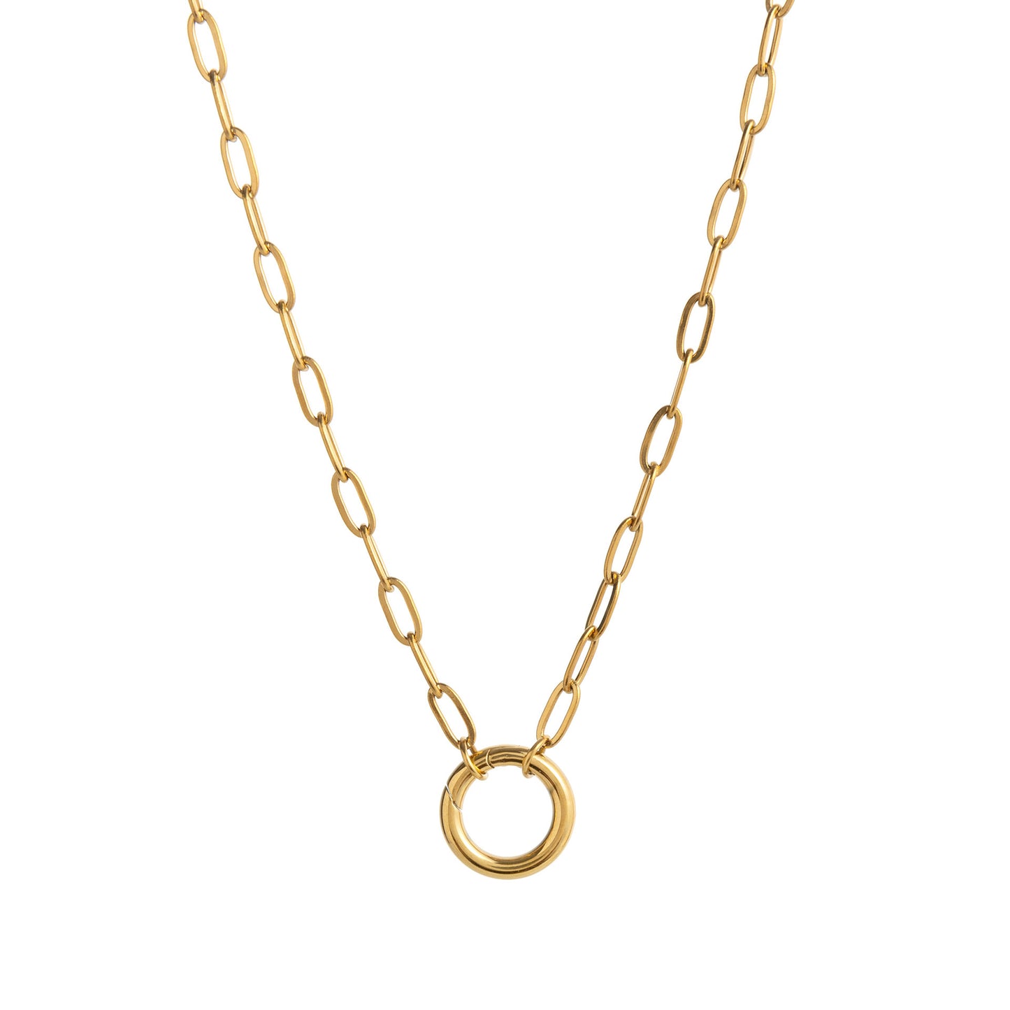 Elegant Geometric 18K Gold Plated Titanium Steel Snake Chain Necklace for Women DIY Charm Bar