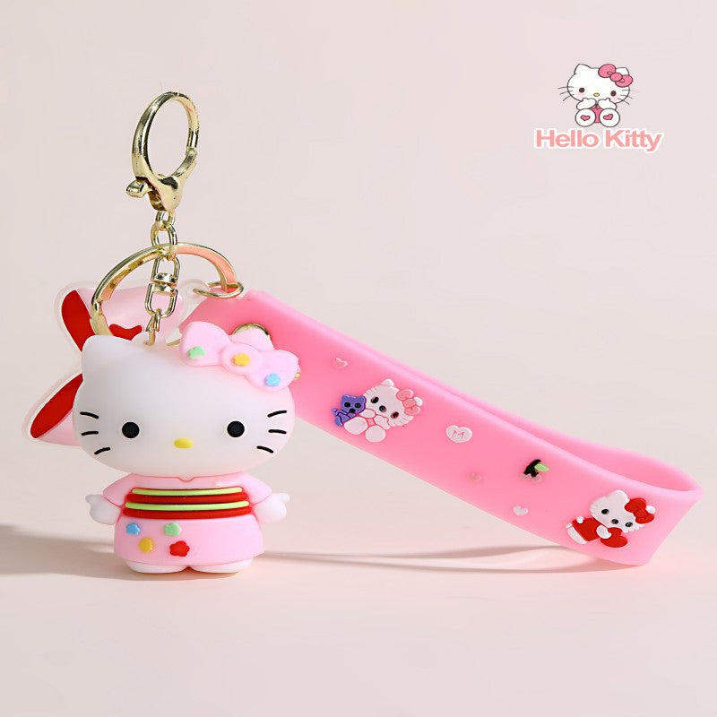 Llavero Colgante Gato de Dibujos Animados Accesorio de Silicona con Acabado Chapado para Bolsos y Llaves