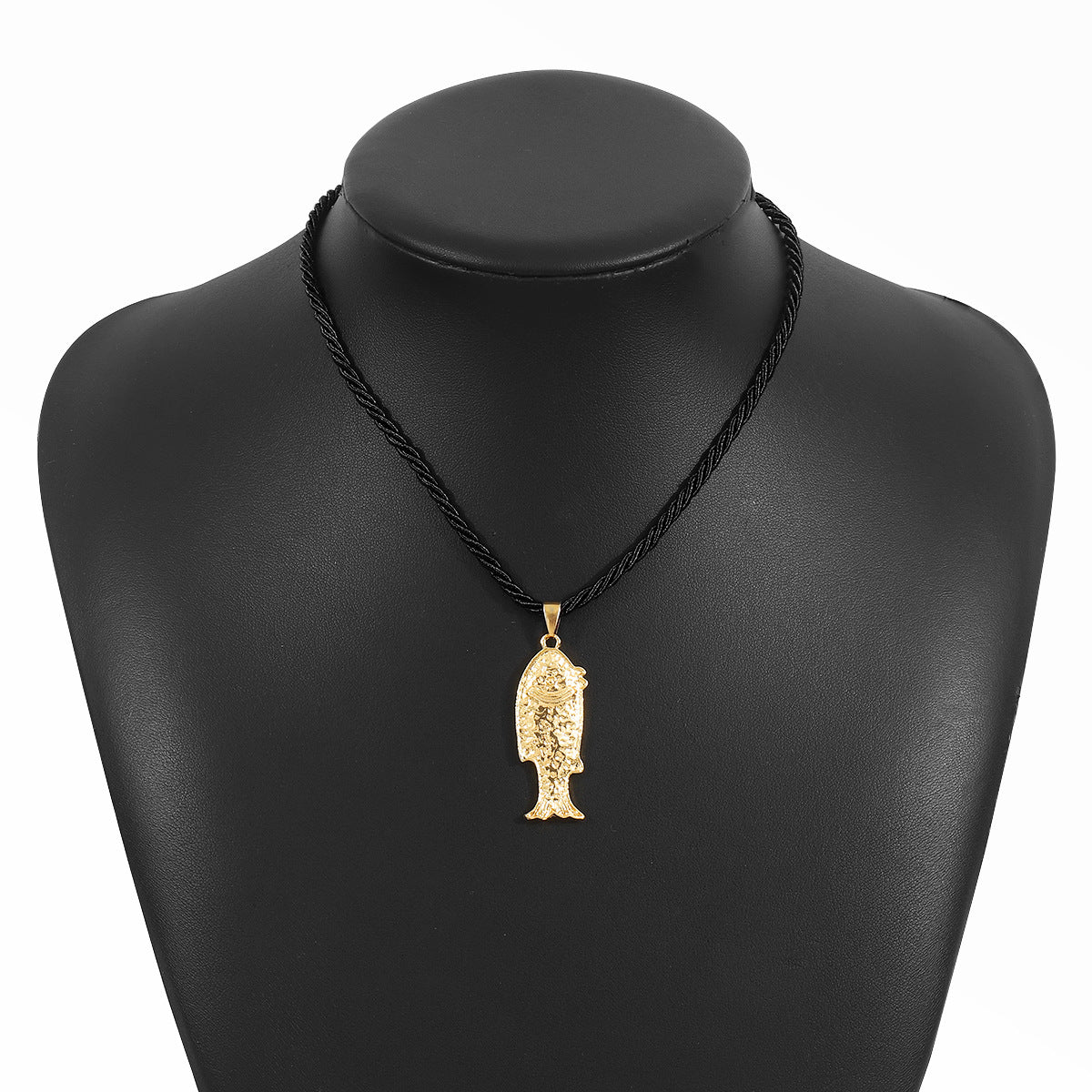 Dolce Collana con Ciondolo a Forma di Pesce Minimalista con Ciondolo in Lega e Cordino in Poliestere