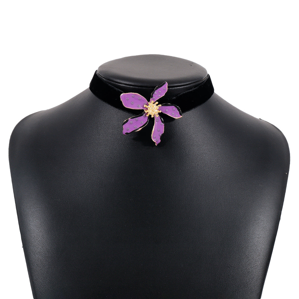 Gargantilla floral de lunares geométricos, dulce y atrevida, para mujer, con acabado de esmalte sobre banda de tela