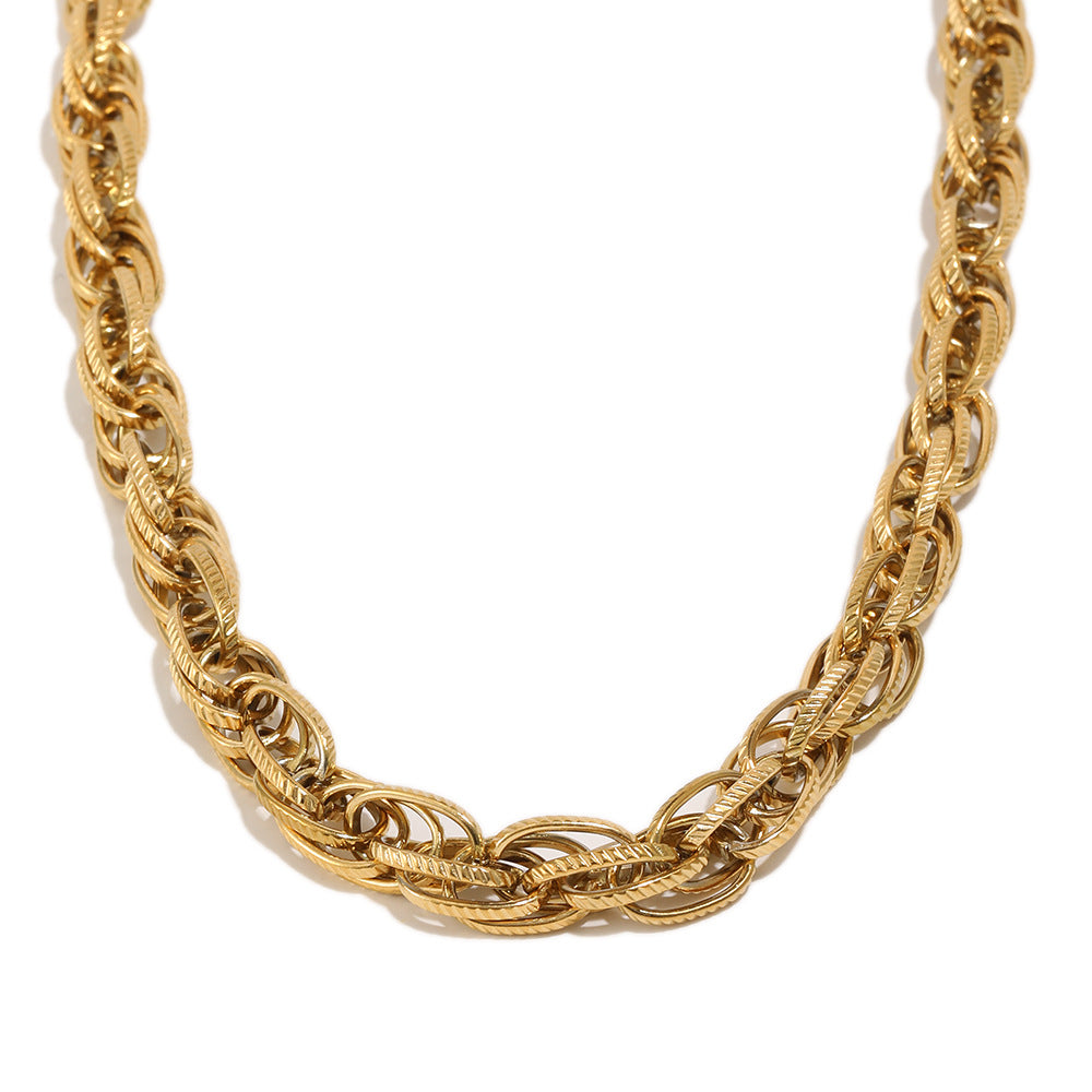 Collar de acero inoxidable geométrico redondo chapado en oro de 18 quilates, minimalista, estilo hip-hop para mujer