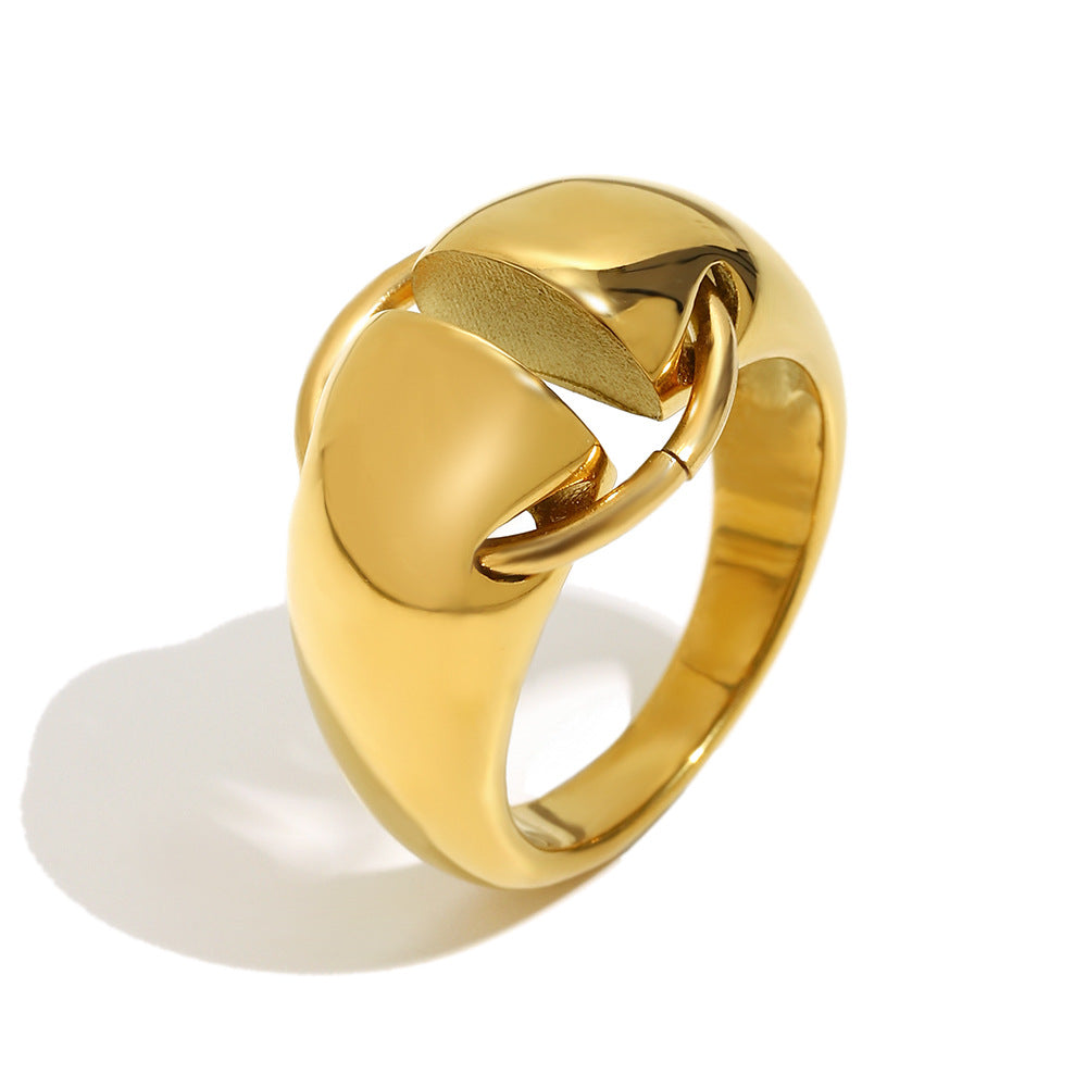 Anello minimalista geometrico in acciaio inossidabile con placcatura in oro 18 carati da donna