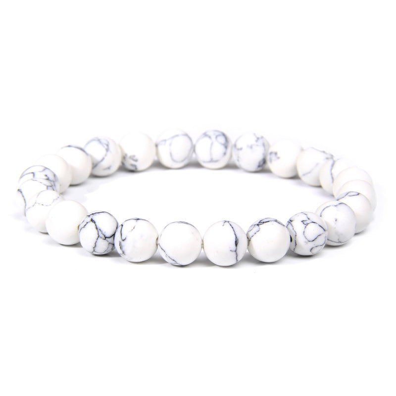 Natural Volcanic Stone and Agate Beaded Bracelet Geometric Round Unisex Fashion Jewelry