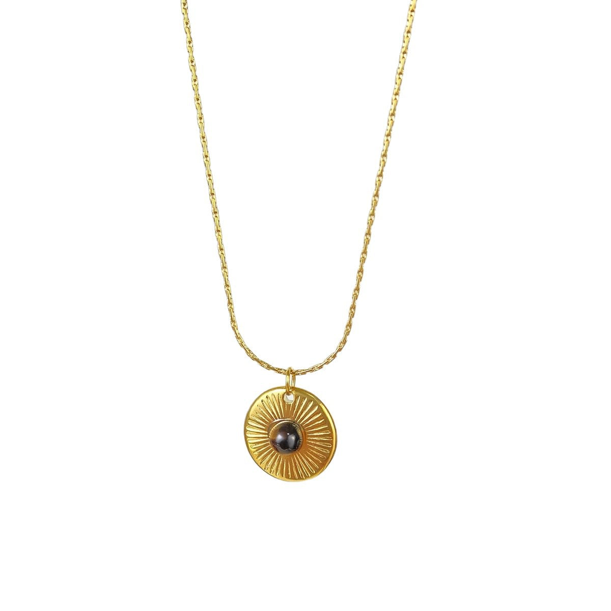 Vintage Geometric Heart Tiger's Eye Titanium Steel Necklace Plated