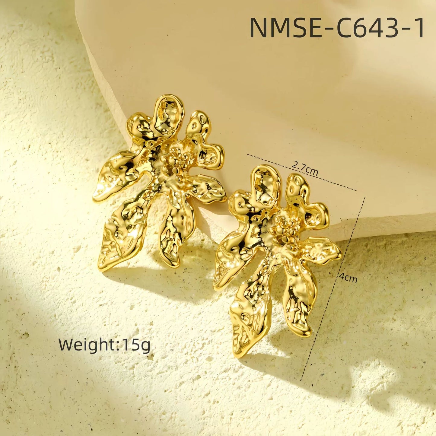 Elegantes Pendientes de Perlas de Acero Inoxidable con Forma Geométrica y Baño de Oro para Mujer