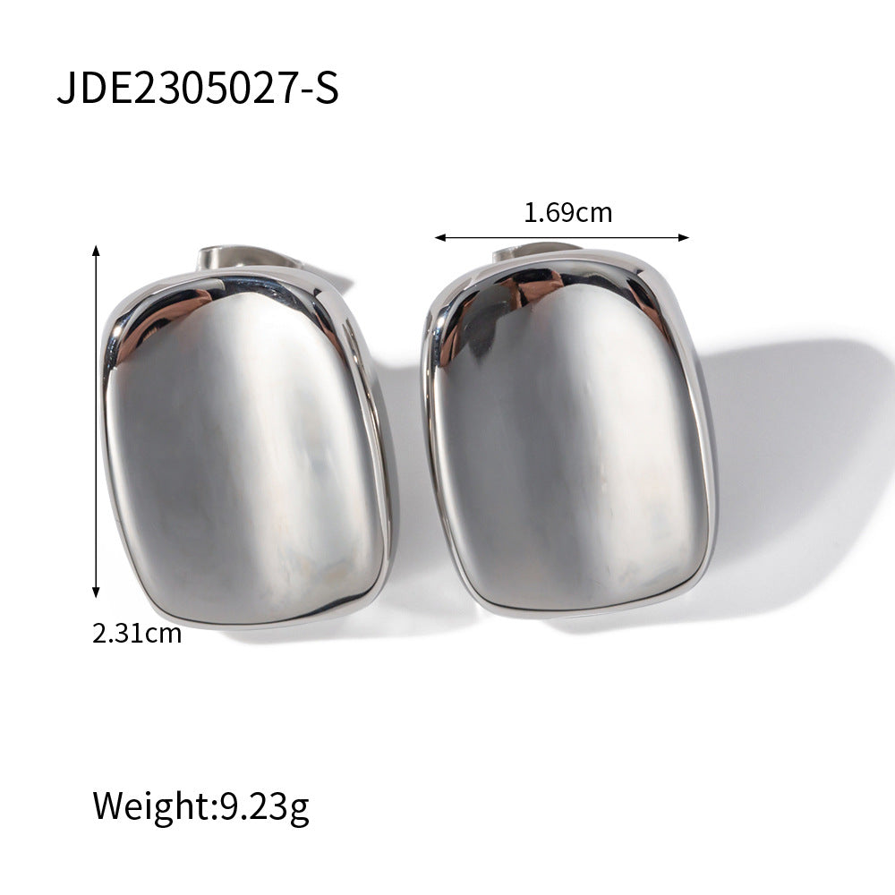 Minimalist Geometric Stainless Steel Hoop Earrings for Women with Polished Finish
