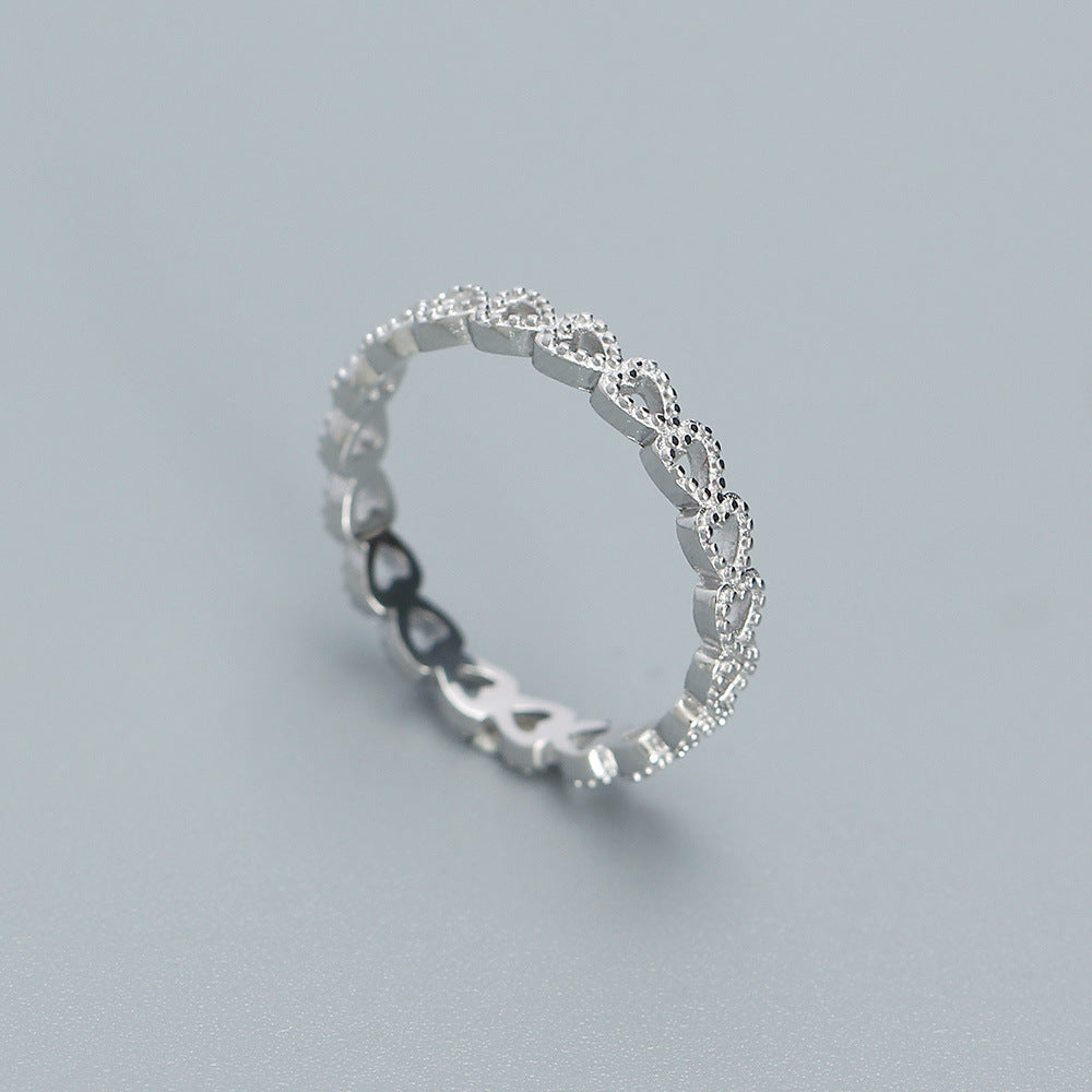 Sweet Minimalist Hollow Heart-Shaped Ring for Women in 925 Sterling Silver with Plated Finish
