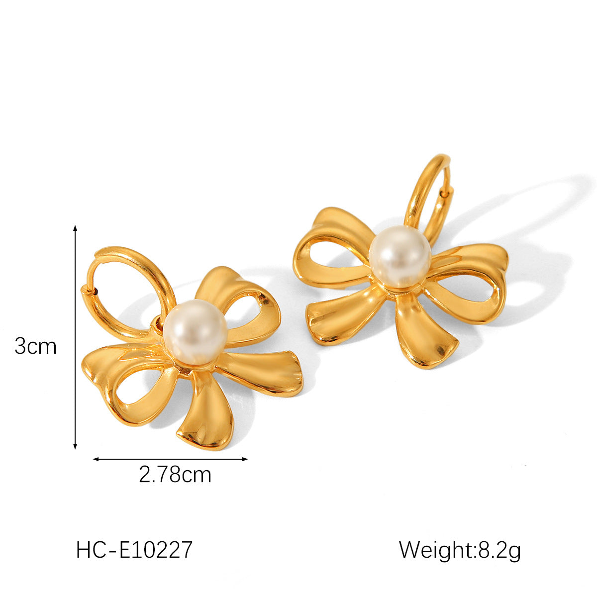 Elegant French-Inspired Pearl Stud Earrings for Women with Stainless Steel Posts and 18K Gold Plating