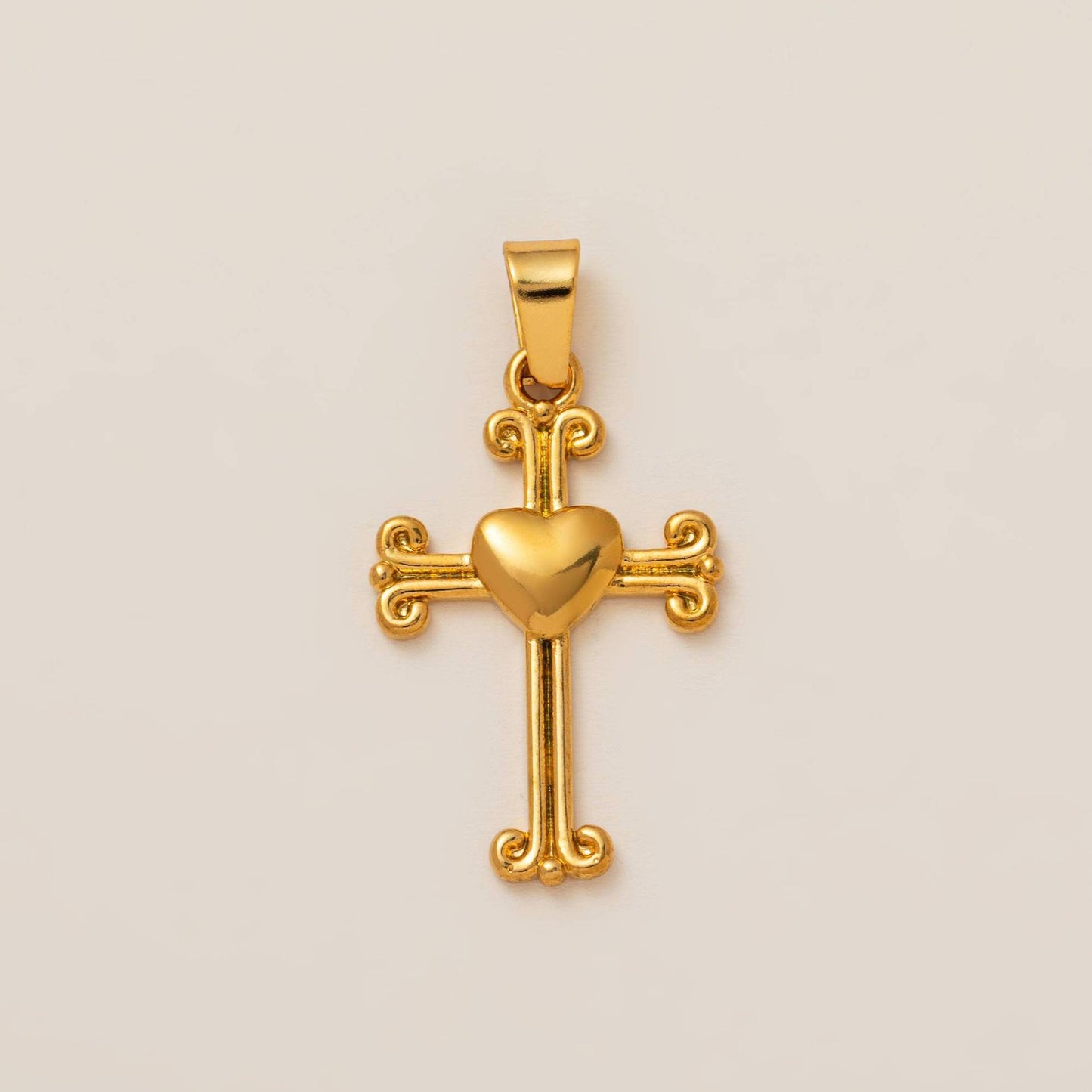 Vintage Plated Stainless Steel Heart Geometric Charm Bar