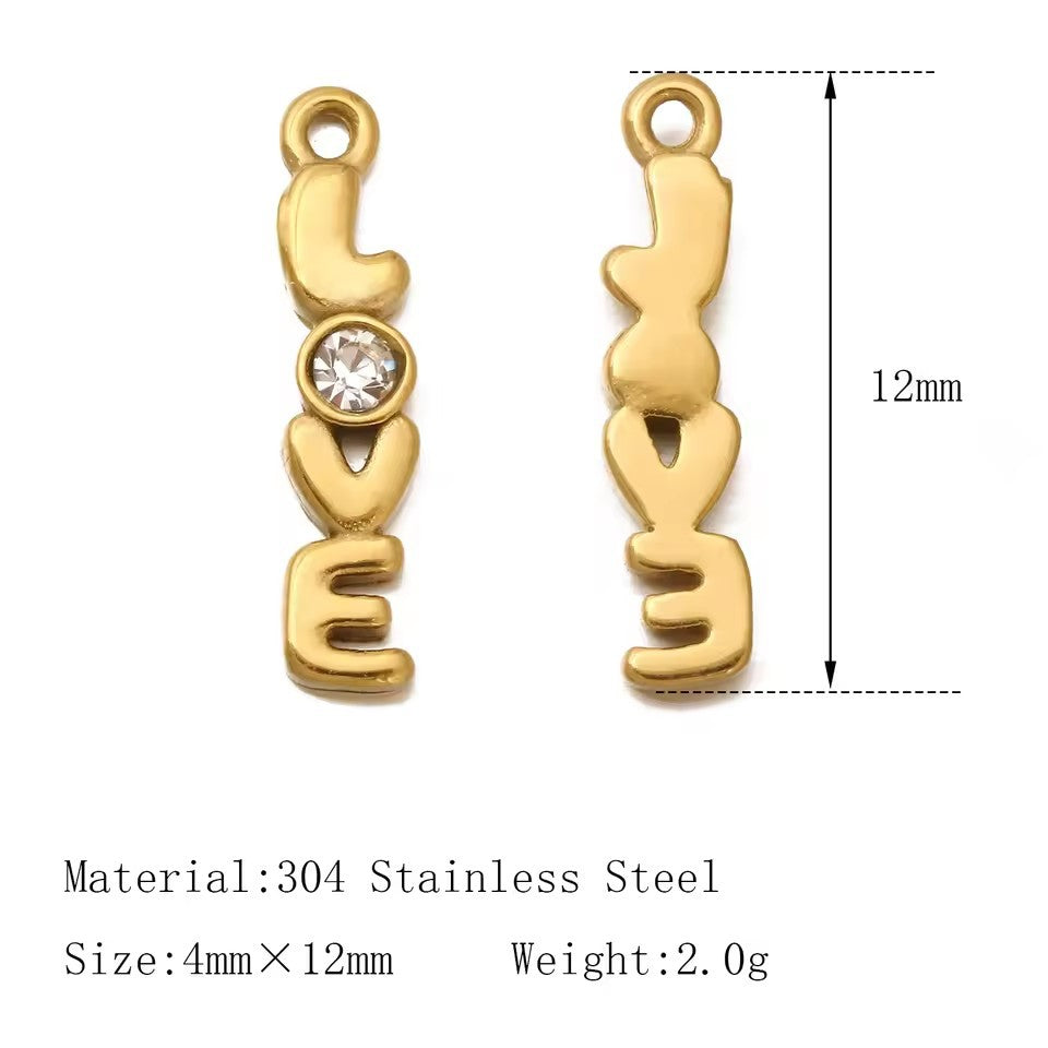 Vintage 18K Gold Plated Stainless Steel Fruit Pendant Charm Bar for Women