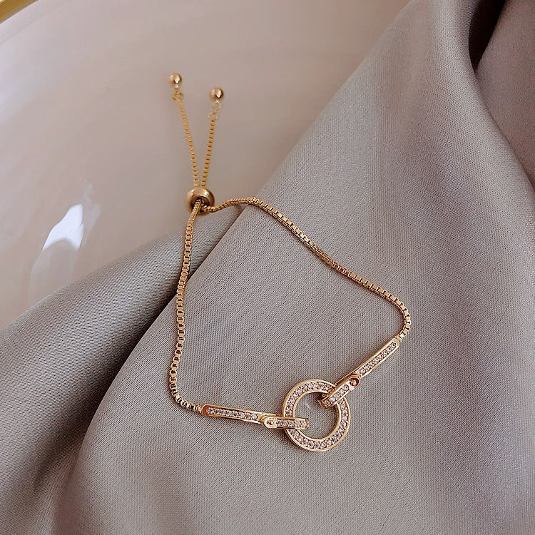 Luxury Elegant Geometric Alloy Plated Bracelet with Cubic Zirconia for Women