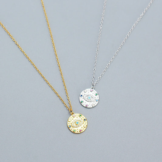 Collar de Plata Esterlina con Dije de Ojo Turco para Mujer, Dulce y Atrevido, con Incrustaciones de Pedrería y Cadena O
