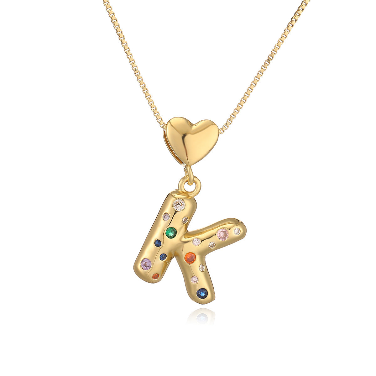 Collana Pendente Minimalista a Lettera in Rame Placcato Oro 18K con Intarsio di Zirconi per Donna