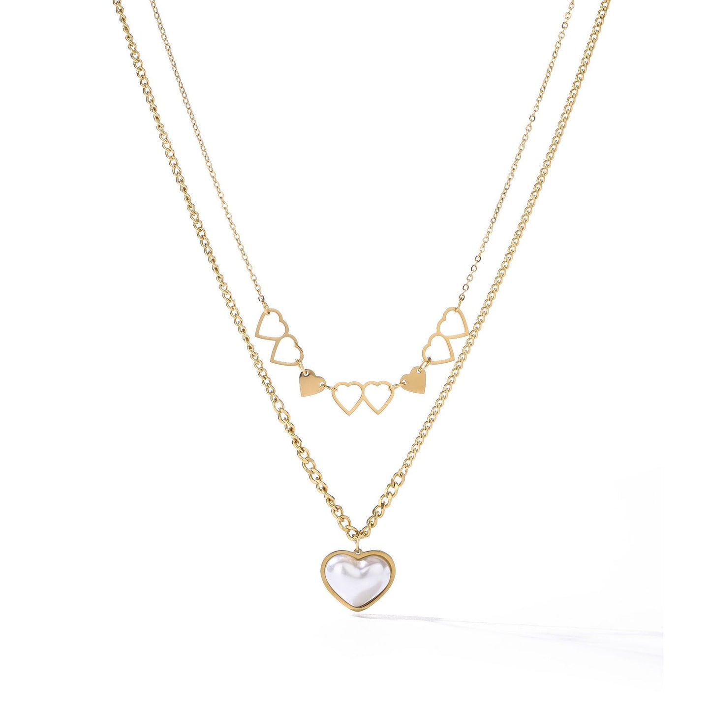 Minimalist Luxe Heart-Shaped Titanium Steel Pendant Necklace for Women with Geometric Design and Versatile Styling
