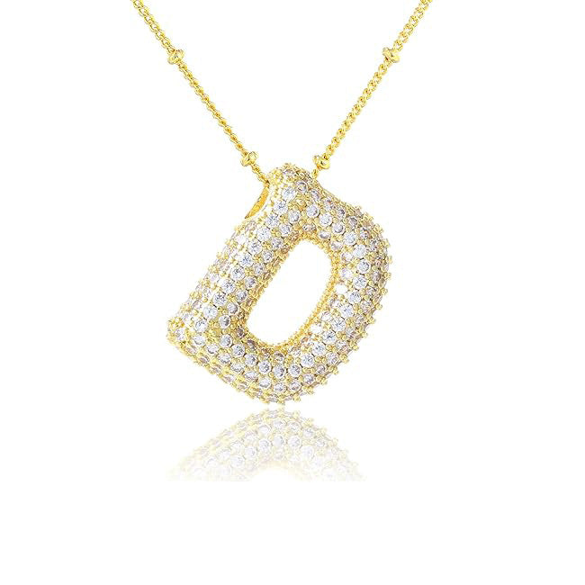Fashion Plated Brass Letter Bubble Pendant Necklace for Women