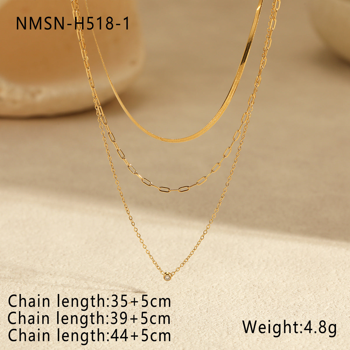 Collar minimalista de acero titanio geométrico con incrustaciones de circonita para mujer, cadena chapada a la clavícula