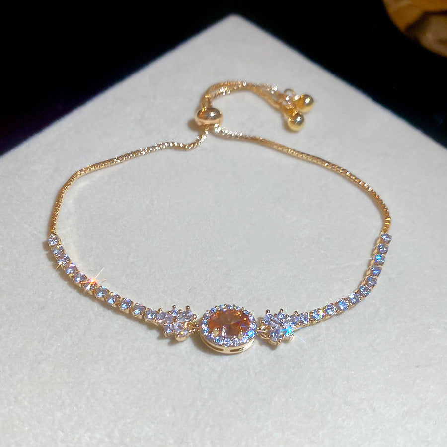 Pulsera de circonita ovalada geométrica de lujo ligero para mujer, pulsera informal minimalista de moda