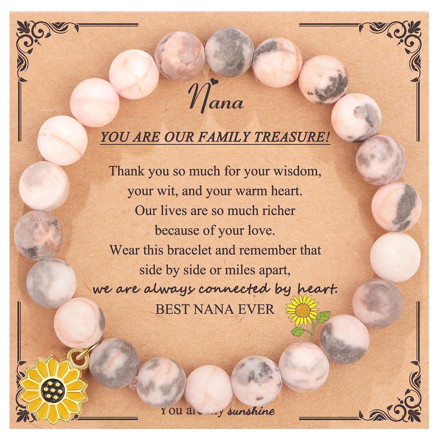 Sweet Floral Sunflower Gemstone Charm Bracelet for Women