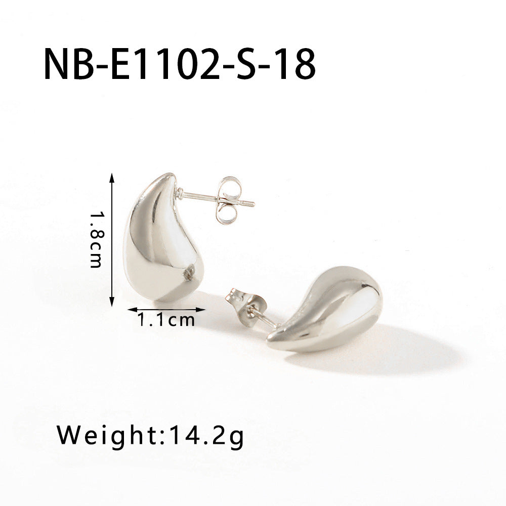 Orecchini da donna minimalisti in acciaio inossidabile cavi a forma di goccia d'acqua placcati in oro 18 carati