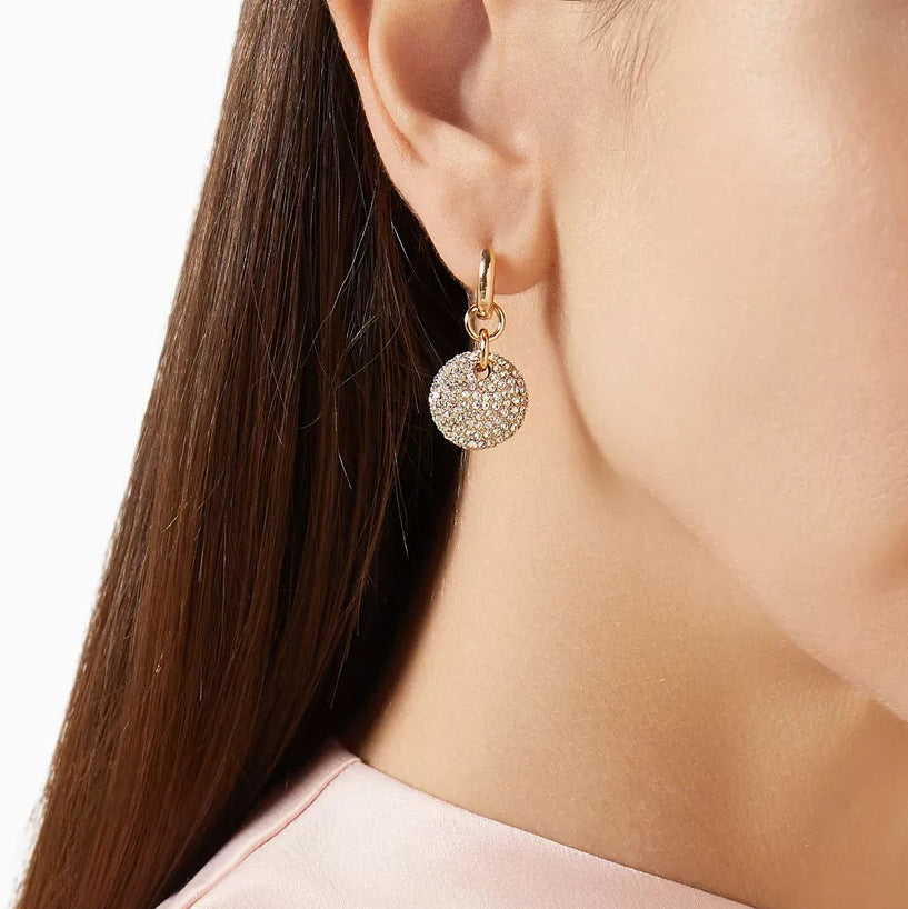 Orecchini da donna geometrici in acciaio inossidabile con intarsio in strass, gioielli di moda minimalisti elettroplaccati
