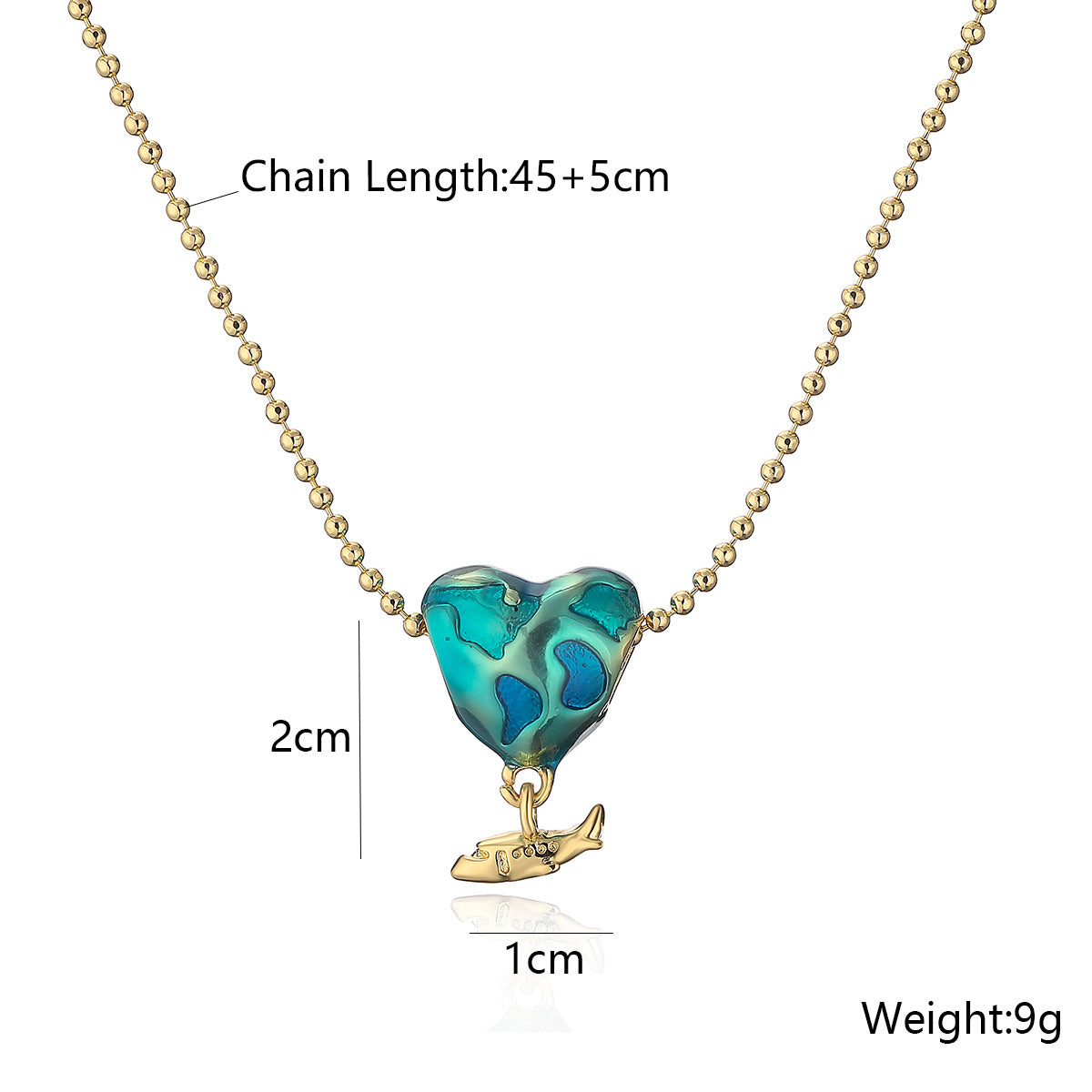 Minimalist Heart-Shaped Copper Pendant Necklace with Gold Plating and Enamel Finish for Women