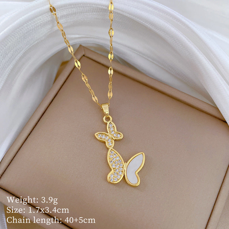 Collana Geometrica con Cielo Stellato da Donna con Strass Micro-Incastonati in Acciaio al Titanio, Stile Dolce, Fresco e Minimalista