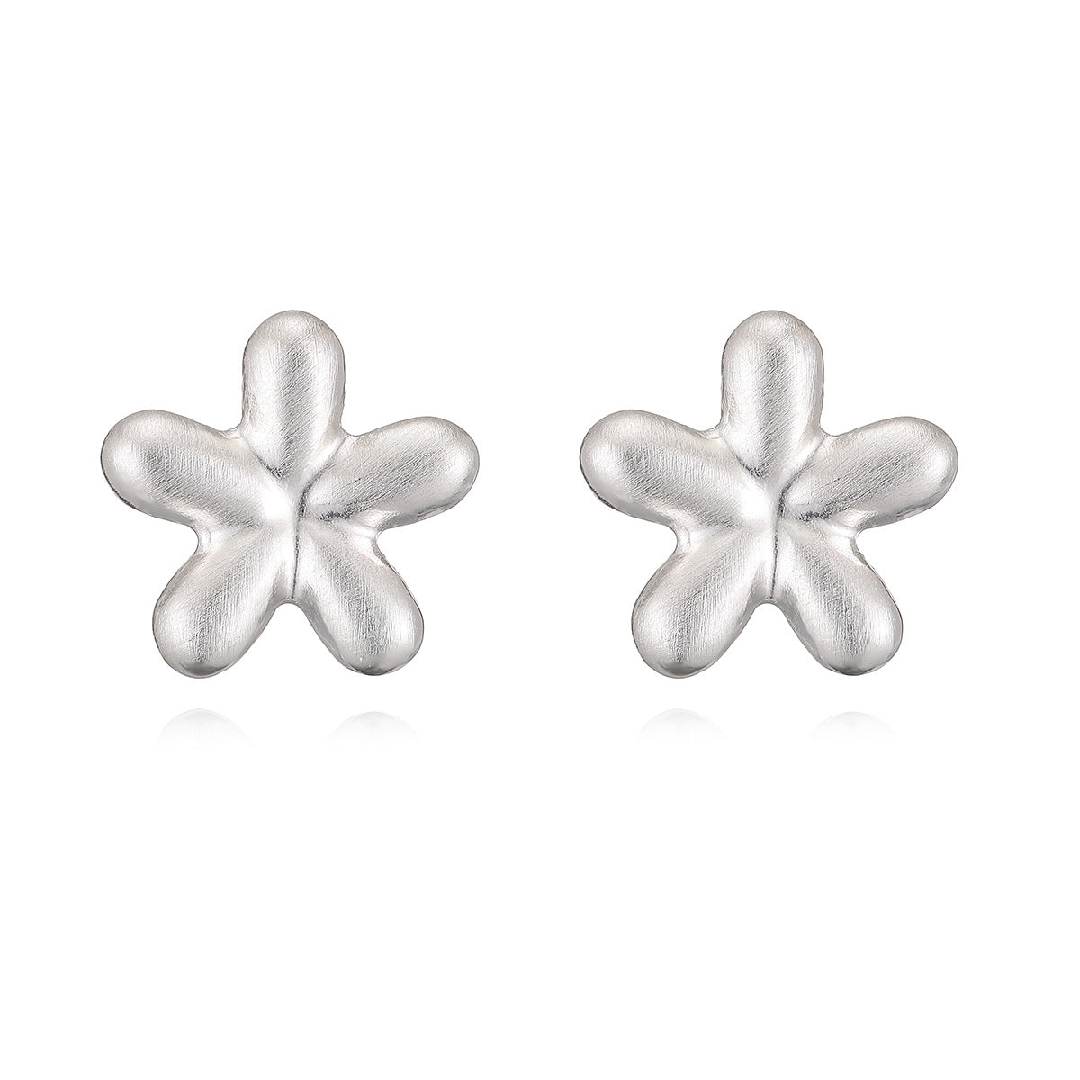 Elegant 18K Gold Plated Brushed Brass Floral Geometric Stud Earrings for Women