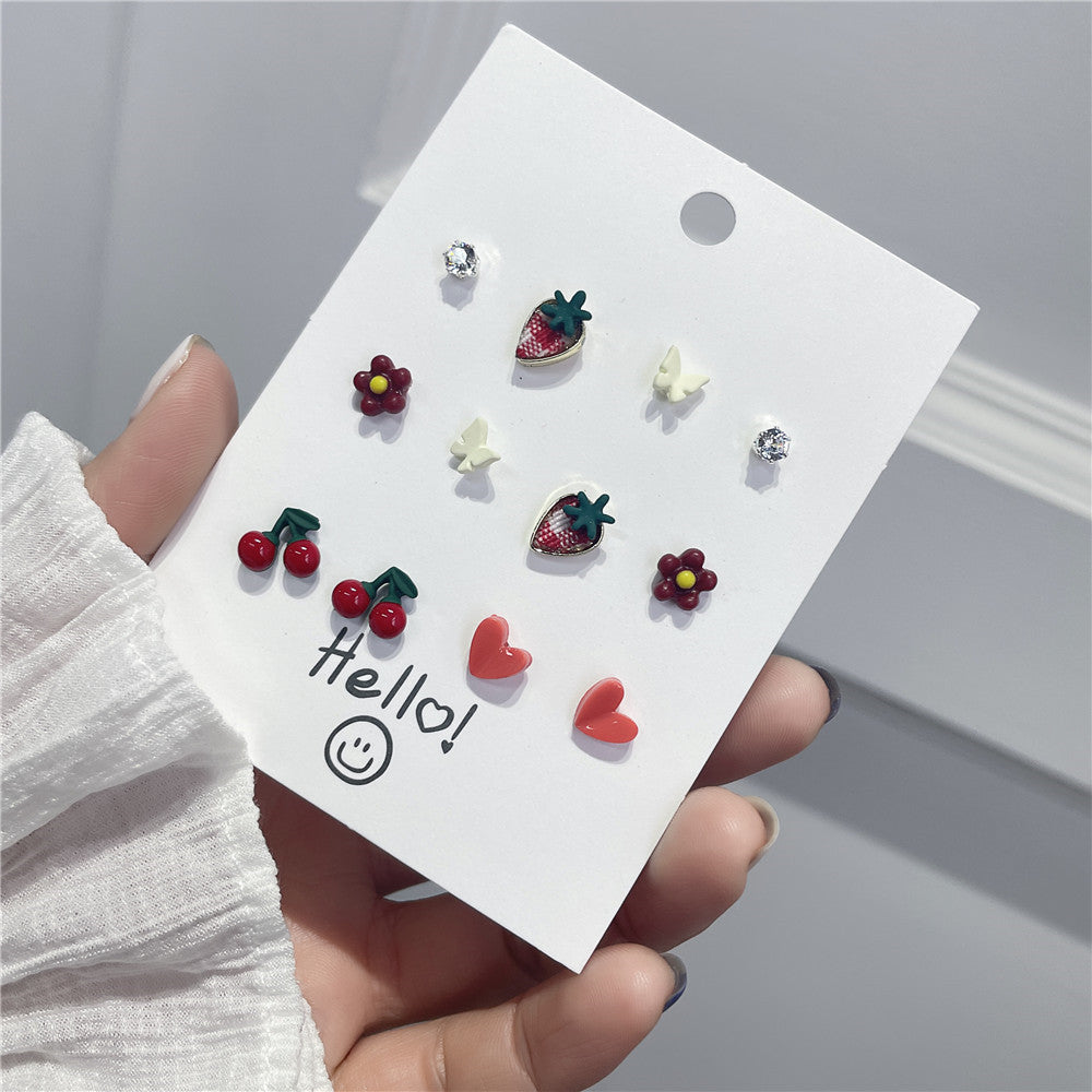 Sweet Geometric Ceramic Drip Oil Earrings with Pearl Accents and 925 Sterling Silver Posts