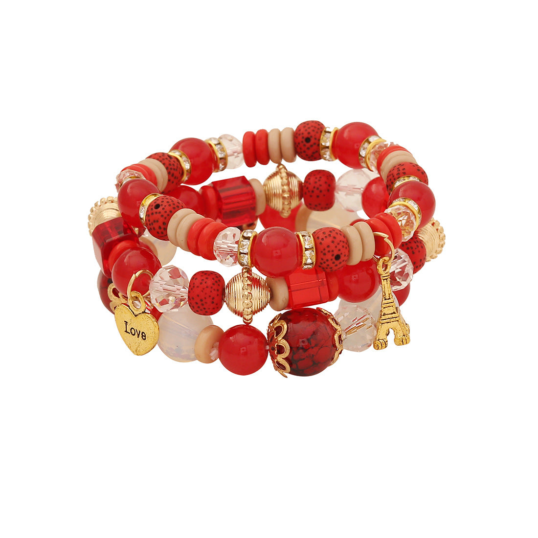 Fashion Heart-Shaped Acrylic Beaded Bracelet for Women with Handmade Craftsmanship