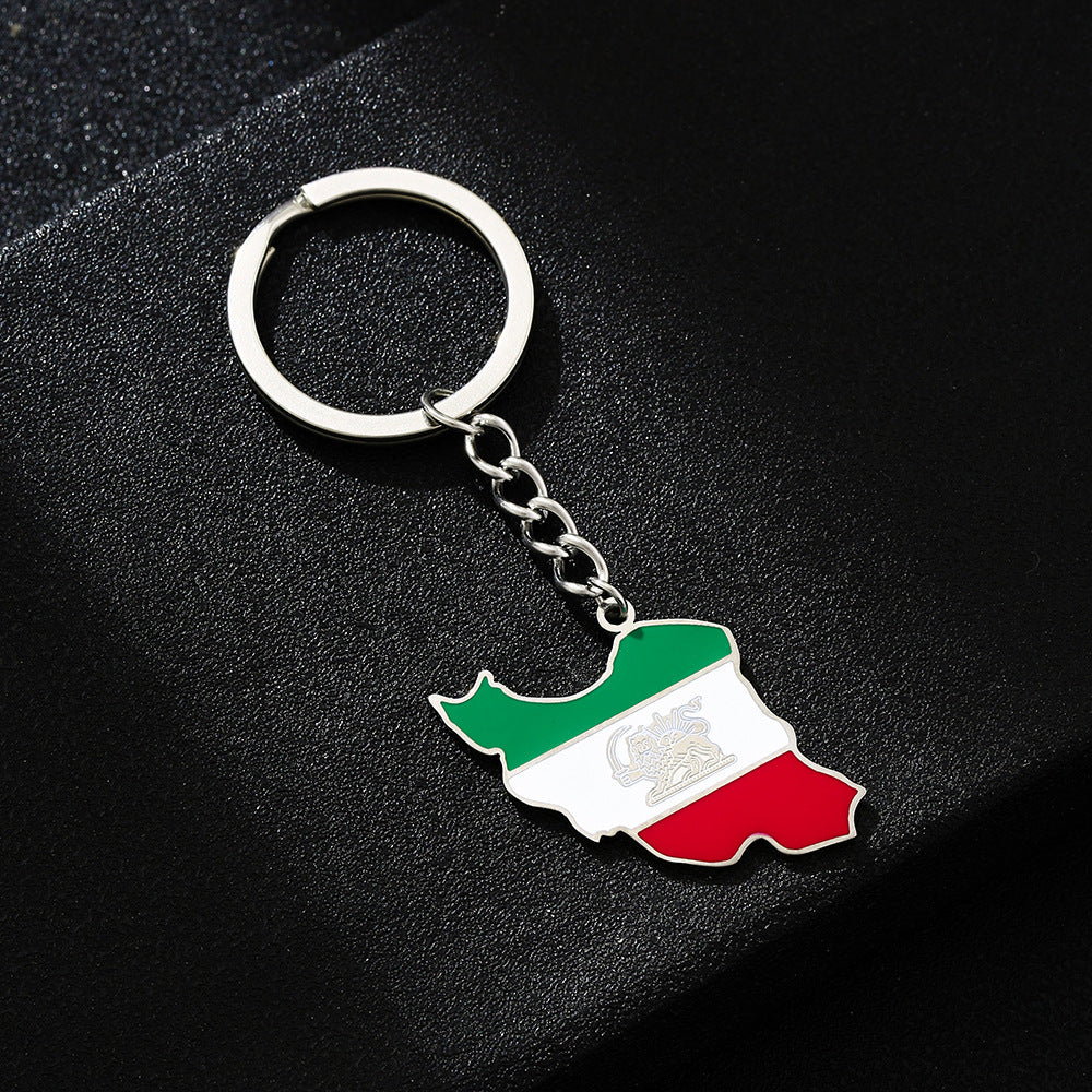 Llavero Colgante de Esmalte Iraní Estilo Étnico Vintage de Acero de Titanio para Hombres y Mujeres