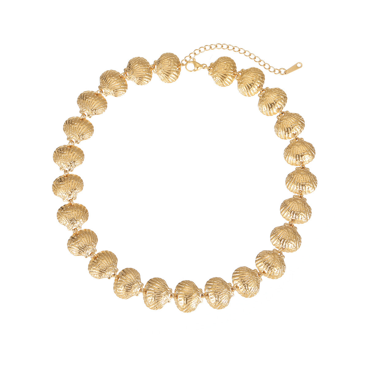 Collar de Clavícula de Acero Inoxidable con Forma de Concha a la Moda para Mujer con Acabado Chapado
