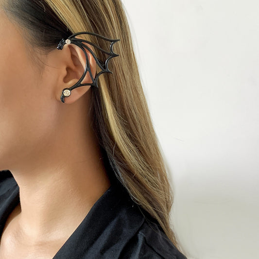 Pendientes de Elfa con Diseño Geométrico Calado, Dulces y Atrevidos, para Mujer, de Aleación con Incrustaciones de Pedrería